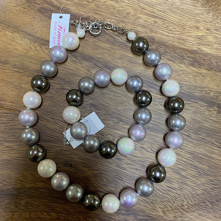 TWO TONE GREY BLACK PEARL BRACELET