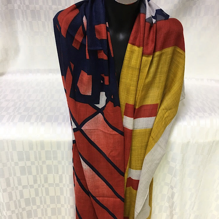 GEOMETRIC SUNSET WOOL SCARF