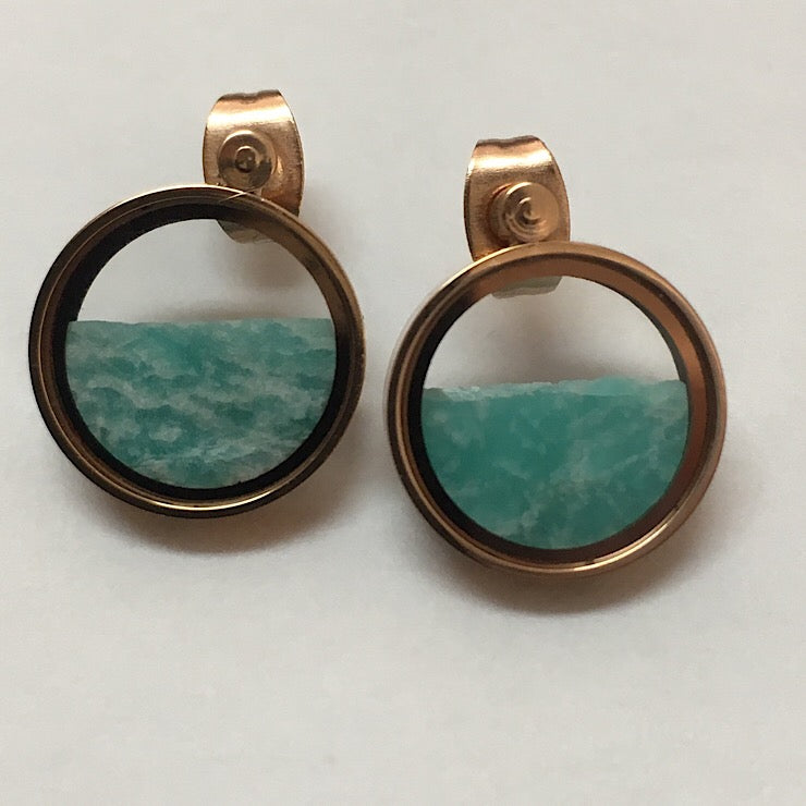 AMAZONITE IN GLASS EARRINGS