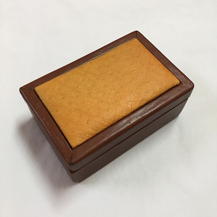 LEATHER BOX TAN BROWN FELT LINED