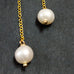 PEARLS ON LONG GOLD CHAIN DROP EARRINGS