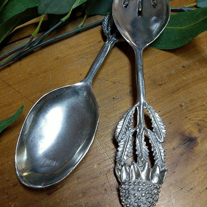 AUSTRALIAN MADE SILVER PEWTER SALAD SERVERS