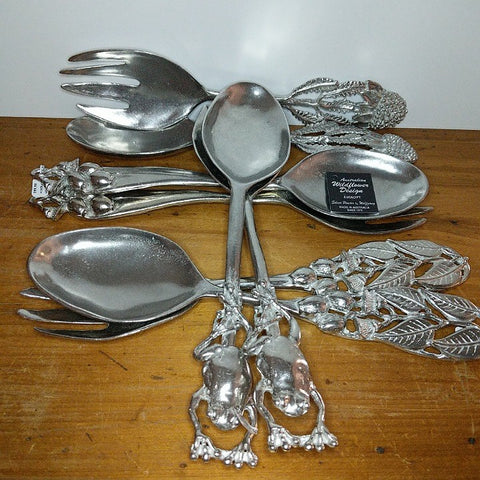 AUSTRALIAN MADE SILVER PEWTER SALAD SERVERS