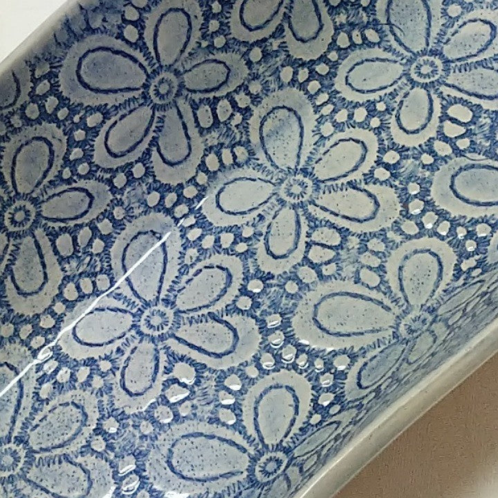 CERAMIC BREAD BASKET BLUE LACE