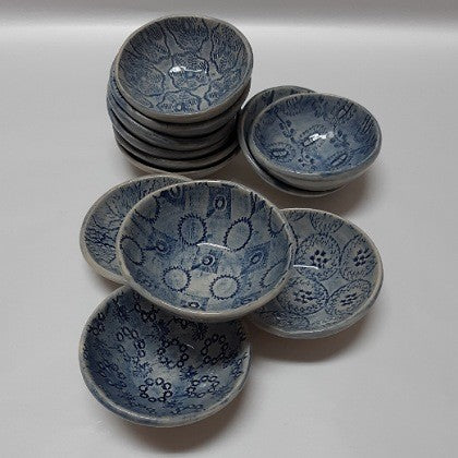 CERAMIC WONKI WARE SALT DISH BLUE LACE
