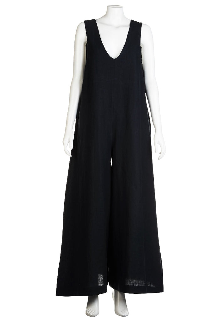 BLACK LINEN FREEDOM JUMPSUIT SIZE LARGE