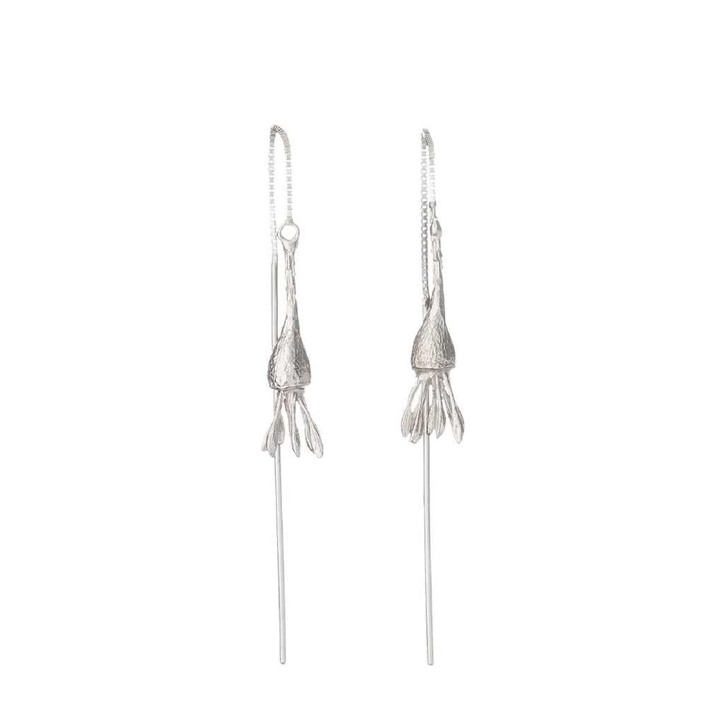 STERLING SILVER FLOWERING GUM THREADER EARRINGS