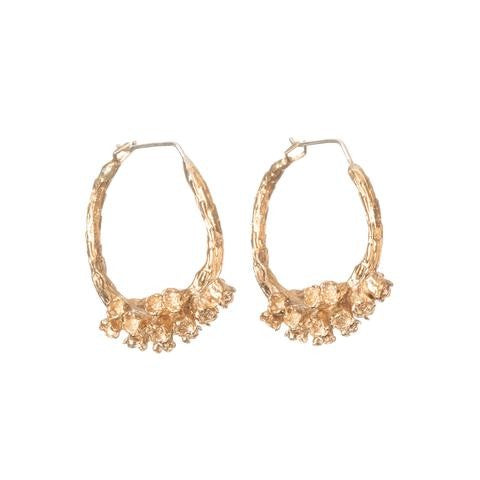 BRASS MELALEUCA HOOP EARRINGS STERLING SILVER