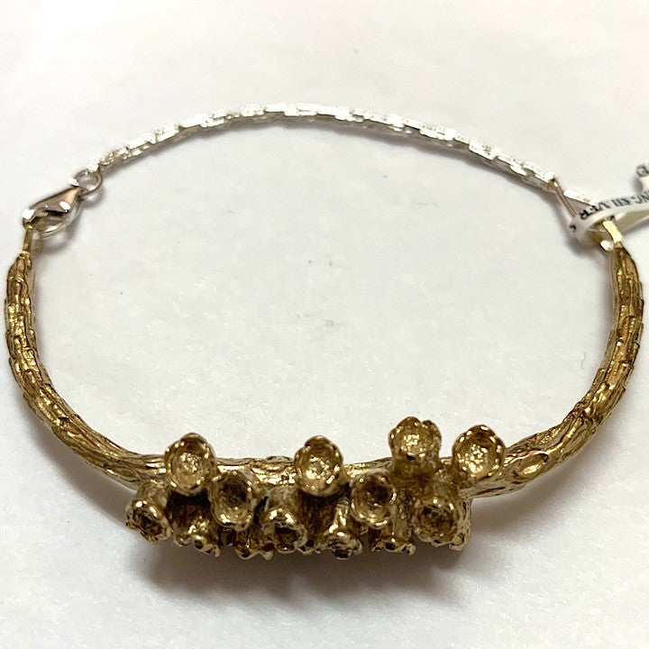 BRASS STERLING SILVER SILVER DOLLAR GUM BRACELET