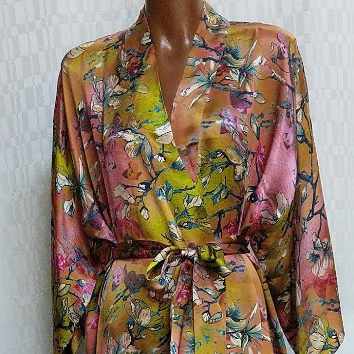 SILK ROBE MAGNOLIA BLOOM XL