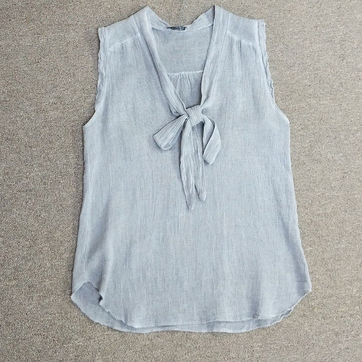 PUROLINO TIE NECK LINEN TOP