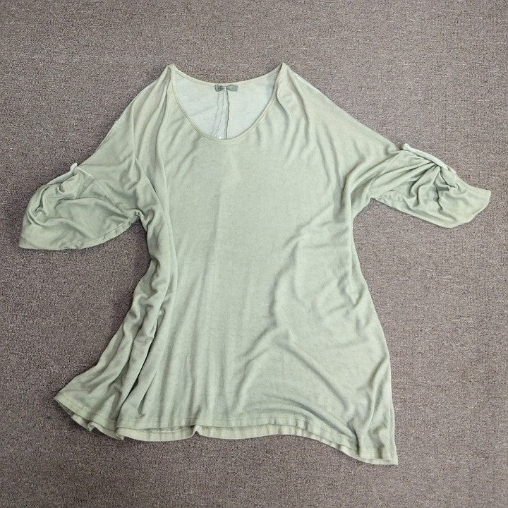 PUROLINO OLIVE COLOURED SOFT LINEN TOP