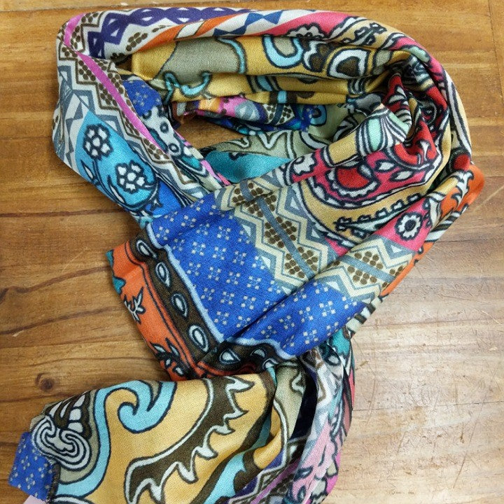SILK TILE COLLAGE SCARF