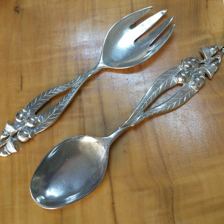 AUSTRALIAN MADE SILVER PEWTER SALAD SERVERS