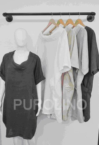 PUROLINO BACK BUTTON COWL NECK DRESS BLACK