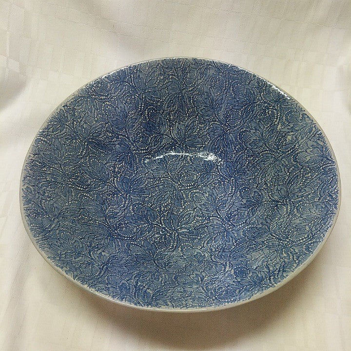 CERAMIC SALAD BOWL LARGE BLUE LACE
