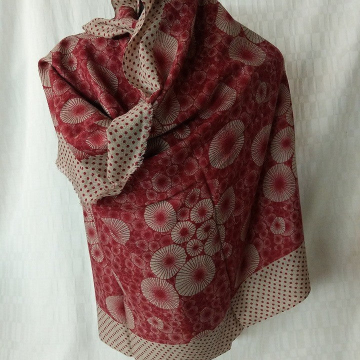 SCARF MERINO WOOL RED JAPPON SPOTS