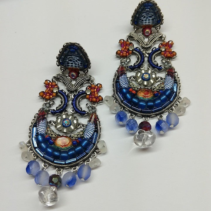 AYALABAR EARRINGS LARGE BLUE ORANGE
