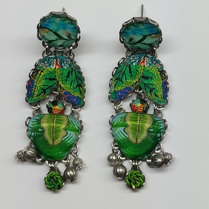 AYALABAR EARRINGS LONG GREEN