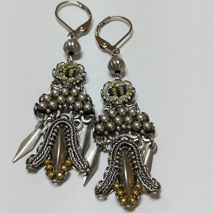 AYALABAR EARRINGS CLASPED HOOK SILVER DROP