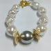 MOKO BRACELET FRESHWATER PEARLS GOLD DISCS