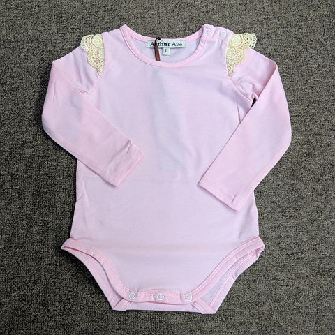 PINK LACE SLEEVE ONESIE