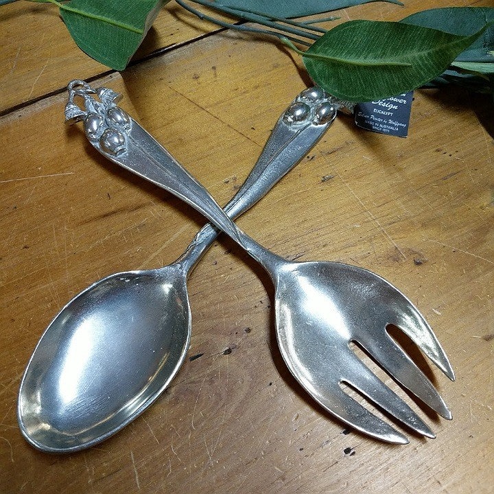 AUSTRALIAN MADE SILVER PEWTER SALAD SERVERS