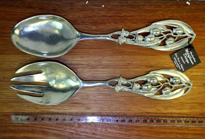 AUSTRALIAN MADE SILVER PEWTER SALAD SERVERS