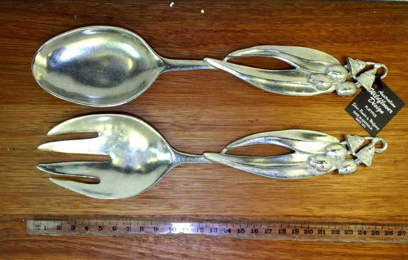 AUSTRALIAN MADE SILVER PEWTER SALAD SERVERS