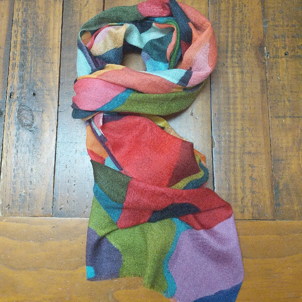 SCARF MERINO WOOL ABSTRACT PRINT COOL