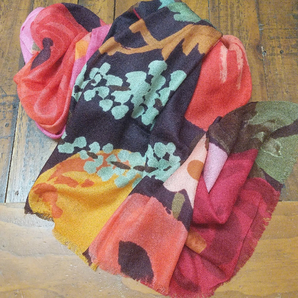 SHAWL FINE MERINO WOOL AUTUMN TONES