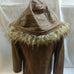 LEATHER JACKET REMOVABLE HOOD FUR TRIMMED CADELLE SIZE 14