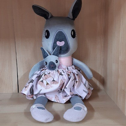 AUSTRALIAN HANDMADE SOFT TOY KANGAROO WITH JOEY