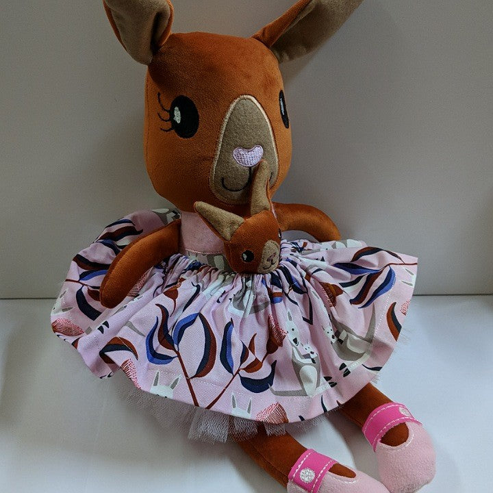 AUSTRALIAN HANDMADE SOFT TOY KANGAROO WITH JOEY