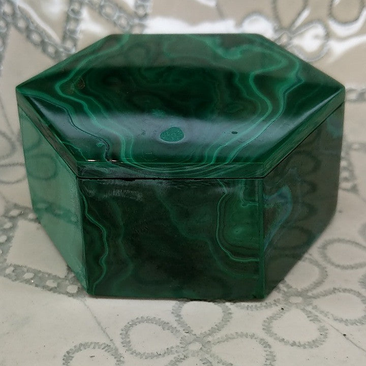 MALACHITE STONE TRINKET BOX