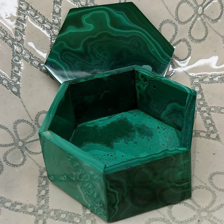 MALACHITE STONE TRINKET BOX