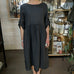 PUROLINO LINEN DRESS CHARCOAL 3/4 SLEAVE