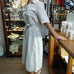 PUROLINO LINEN SHIRTMAKER DRESS FRONT BUTTONING STONE