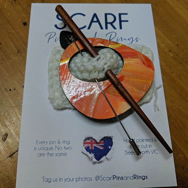 HANDMADE SCARF PIN LAGOON ORANGE