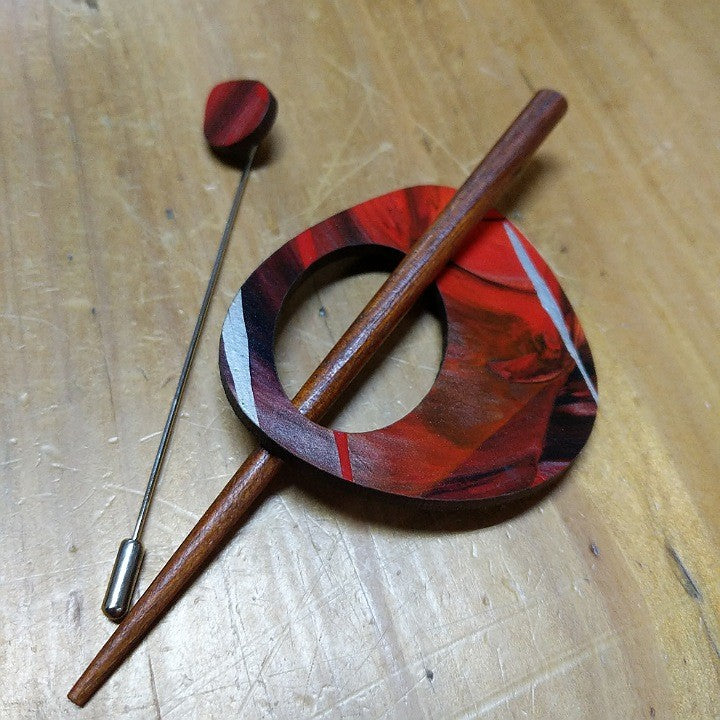 HANDMADE SCARF PIN LAGOON RED