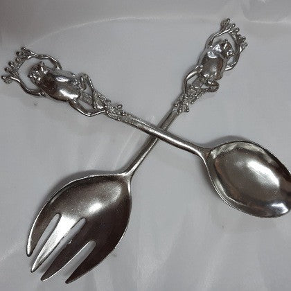 AUSTRALIAN MADE SILVER PEWTER SALAD SERVERS