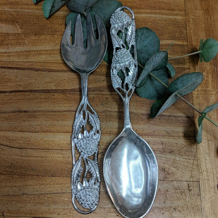 AUSTRALIAN MADE SILVER PEWTER SALAD SERVERS
