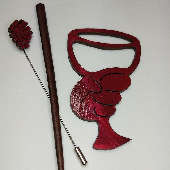 HANDMADE WOODEN SCARF RING WITH PIN