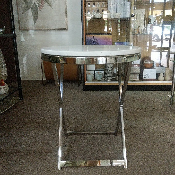 CHROME LEG MARBLE TOP TABLE