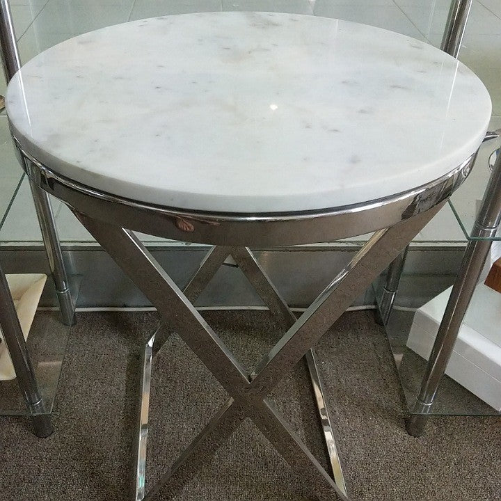 CHROME LEG MARBLE TOP TABLE