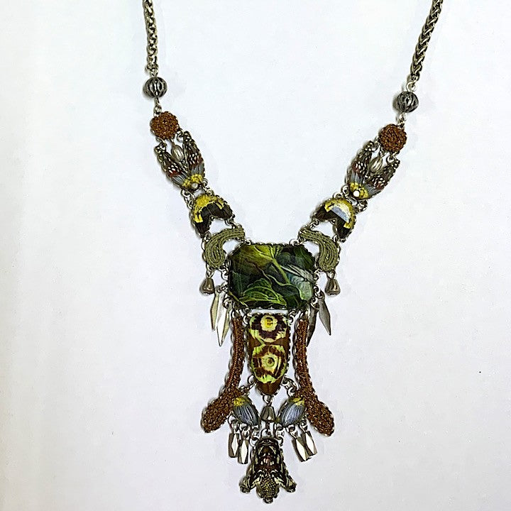 AYALABAR BROWNS YELLOW GREENS NECKLACE