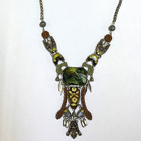 AYALABAR BROWNS YELLOW GREENS NECKLACE
