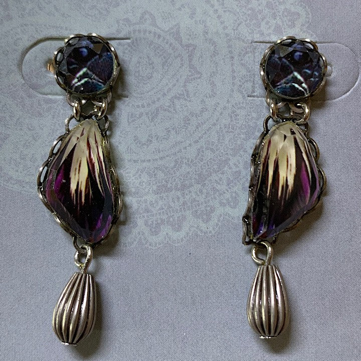 AYALABAR EARRINGS PURPLE CREAM TONES