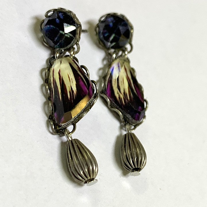 AYALABAR EARRINGS PURPLE CREAM TONES