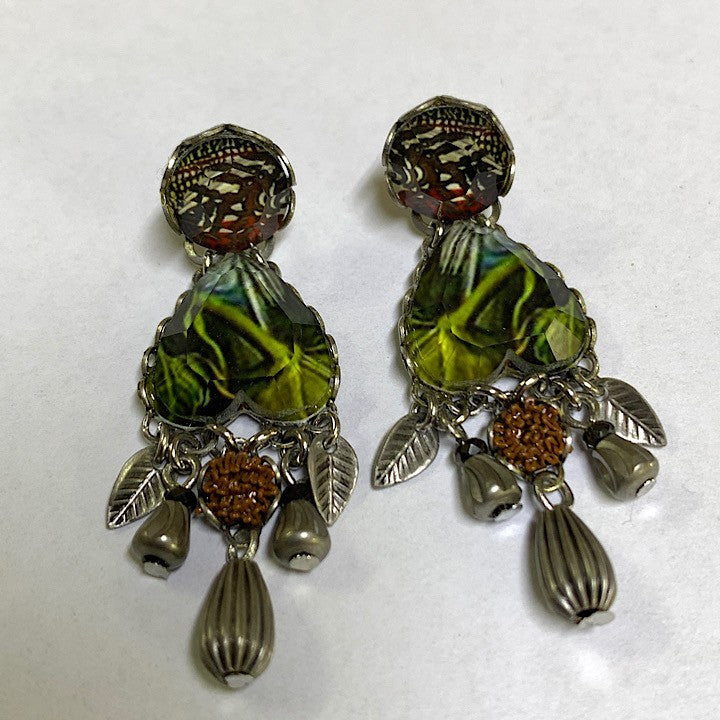 AYALABAR EARRINGS GREEN BLACK TONES